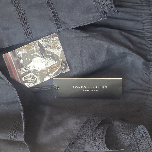 ROMEO + JULIET COUTURE Navy Blue Lace Peekabo Back Midi Dress - Picture 3 of 16